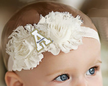 Appalachian State Mountaineers Baby/ Toddler Shabby Flower Hair Bow Headband