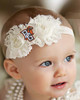Bowling Green St. Falcons Baby/ Toddler Shabby Flower Hair Bow Headband