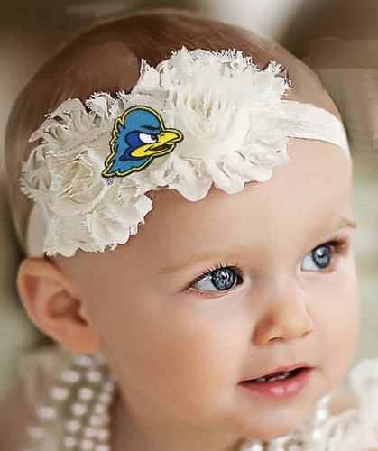 Delaware Blue Hens Baby/ Toddler Shabby Flower Hair Bow Headband