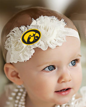 Iowa Hawkeyes Baby/ Toddler Shabby Flower Hair Bow Headband