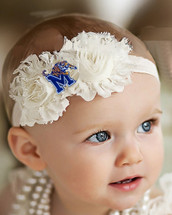 Memphis Tigers Baby/ Toddler Shabby Flower Hair Bow Headband