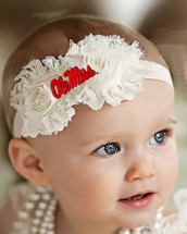 Mississippi Ole Miss Rebels Baby/ Toddler Shabby Flower Hair Bow Headband