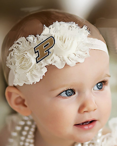 Purdue Boilermakers Baby/ Toddler Shabby Flower Hair Bow Headband