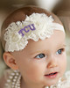Texas Christian TCU Horned Frogs Baby/ Toddler Shabby Flower Hair Bow Headband
