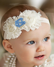 North Carolina Tar Heels Baby/ Toddler Shabby Flower Hair Bow Headband