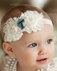 Tulane Green Wave Baby/ Toddler Shabby Flower Hair Bow Headband