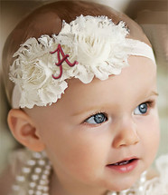 Alabama Crimson Tide Baby/ Toddler Shabby Flower Hair Bow Headband