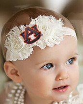 Auburn Tigers Baby/ Toddler Shabby Flower Hair Bow Headband