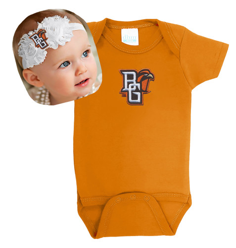 Bowling Green St. Falcons Baby Onesie and Shabby Flower Headband