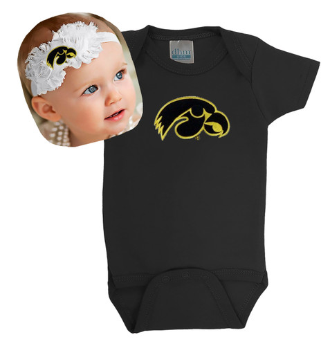 Iowa Hawkeyes Baby Bodysuit and Shabby Bow Headband