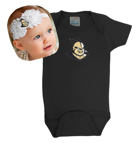 UCF Knights Baby Onesie and Shabby Flower Headband Set