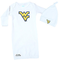 West Virginia Mountaineers Baby Layette Gown and Knotted Cap Gift Set