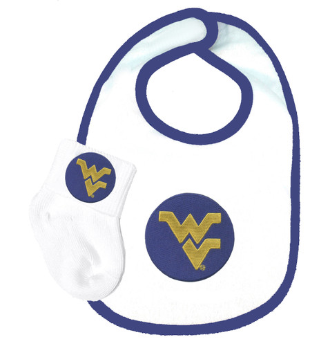 West Virginia Mountaineers Bib and Socks Baby Gift Set