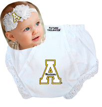 Appalachian State Mountaineers Baby Eyelet Diaper Cover and Shabby Bow Headband