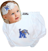 Memphis Tigers Baby Eyelet Diaper Cover and Shabby Flower Headband