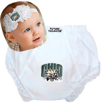 Ohio Bobcats Baby Eyelet Diaper Cover and Shabby Flower Headband