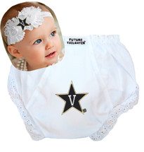 Vanderbilt Commodores Baby Eyelet Diaper Cover and Shabby Bow Headband