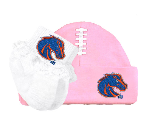 Boise State Broncos Baby Football Cap and Socks with Lace Set