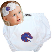 Boise State Broncos Baby Eyelet Diaper Cover and Shabby Flower Headband