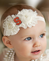 Syracuse Orange Baby/ Toddler Shabby Flower Hair Bow Headband