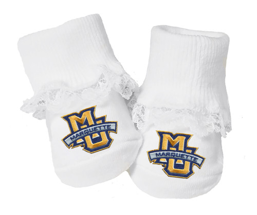 Marquette Golden Eagles Baby Toe Booties with Lace