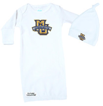 Marquette Golden Eagles Baby Layette Gown and Knotted Cap Set