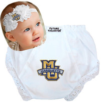 Marquette Golden Eagles Baby Eyelet Diaper Cover and Shabby Bow Headband