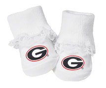Georgia Bulldogs Baby Toe Booties with Lace