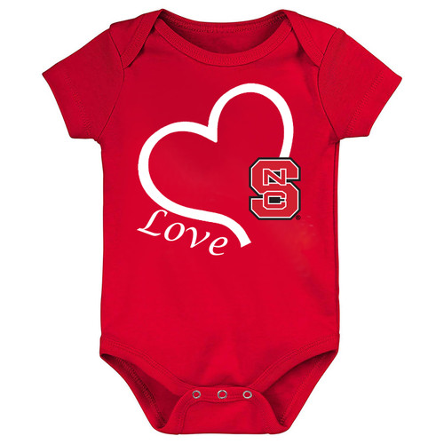 NC State Wolfpack Officially Licensed Love Heart Baby/Toddler Bodysuit