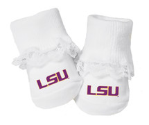 LSU Tigers Baby Toe Booties with Lace