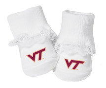 Virginia Tech Hokies Baby Toe Booties with Lace