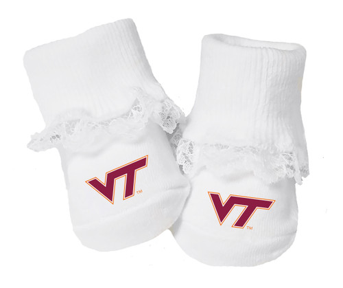 Virginia Tech Hokies Baby Toe Booties with Lace