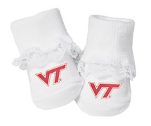 Virginia Tech Hokies Baby Toe Booties with Lace