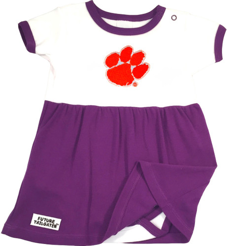 Clemson Tigers Baby Onesie Dress - Purple