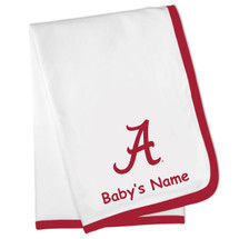 
Alabama Crimson Tide Officially Licensed 100% Cotton PERSONALIZED Baby Receiving Blanket - Crimson