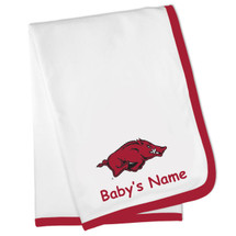 
Arkansas Razorbacks Officially Licensed 100% Cotton Personalized Baby Receiving Blanket - Cardinal Trim