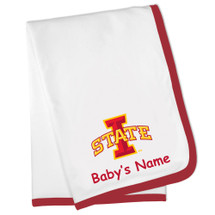 Iowa State Cyclones Officially Licensed 100% Cotton Personalized Baby Receiving Blanket - Cardinal Trim
