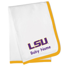 LSU Tigers Officially Licensed Personalized Baby Blanket - Yellow Gold Trim