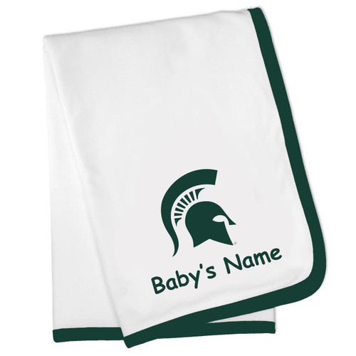 Michigan State University Spartans 100% Cotton Personalized Baby Receiving Blanket