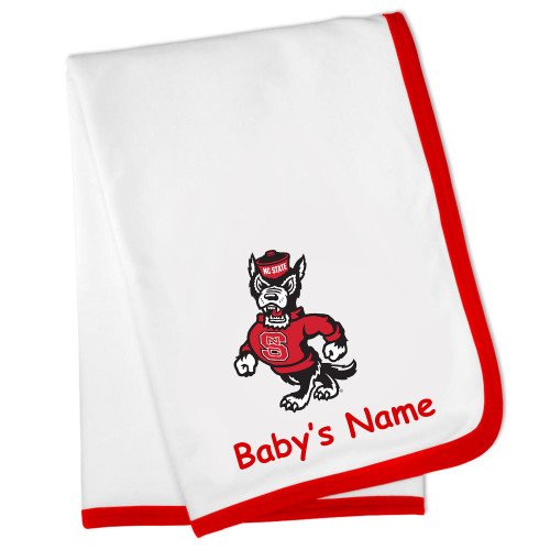 North Carolina NC State Wolfpack Officially Licensed 100% Cotton Personalized Baby Receiving Blanket