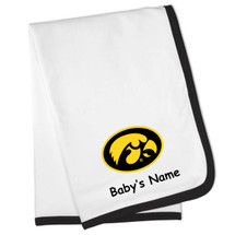 Iowa Hawkeyes Officially Licensed Personalized Baby Blanket - Black Trim 