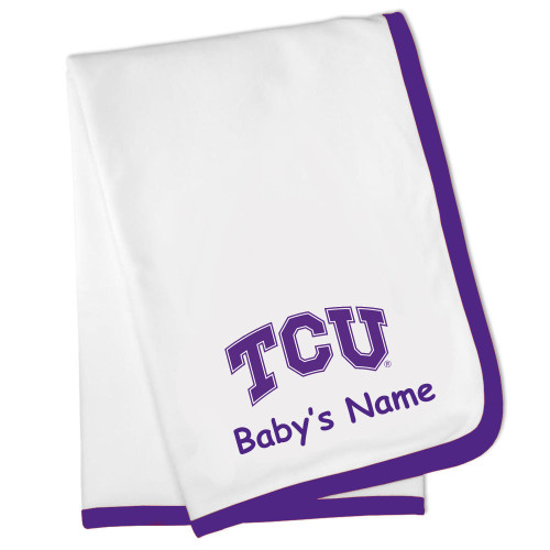 TCU Horned Frogs Officially Licensed Personalized Baby Receiving Blanket