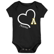 Appalachian State Mountaineers Personalized Love Heart Baby Bodysuit
