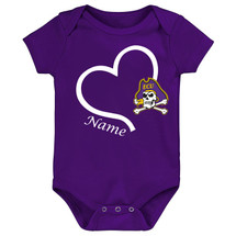 East Carolina ECU Pirates Officially Licensed Love Heart Baby Bodysuit - Personalized