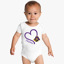 East Carolina Pirates Personalized Heart Baby Bodysuit
