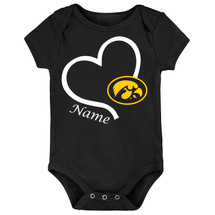 Iowa Hawkeyes Personalized Heart Baby Bodysuit
