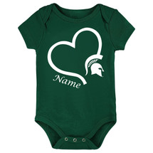 Michigan State Spartans Personalized Heart Baby Bodysuit