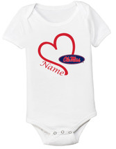 Mississippi Ole Miss Rebels Personalized Heart Baby Bodysuit