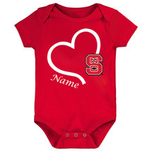 NC State Wolfpack Officially Licensed Personalized Love Heart Baby/Toddler Bodysuit