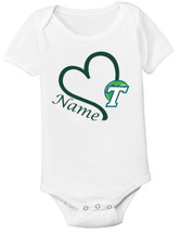 Tulane Green Wave Personalized Heart Baby Bodysuit